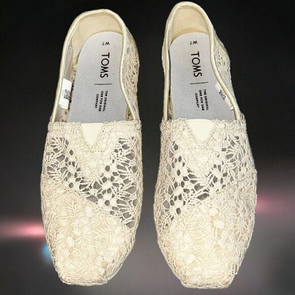 Toms womens cream Moroccan crochet Espadrilles flats - Picture 1 of 4